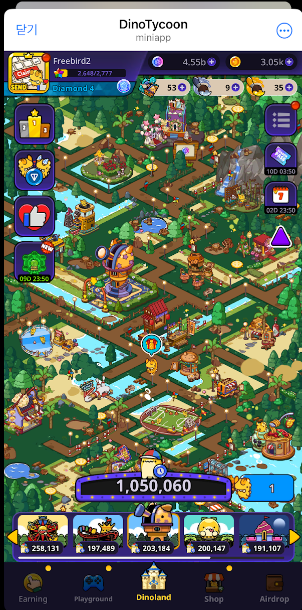 Dino Tycoon - Telegram Mini App 기반 Unity WebGL GameFi 게임